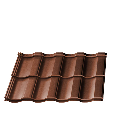 Металлочерепица Геркулес Элит RAL8004 Терракотовый 0.50мм RoofTop Бархат модуль 2 волны фото Центр Металлокровли