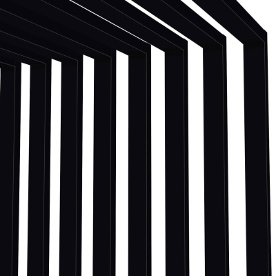 Декоративная рейка металлическая RAL9005 Черный на стенах и потолке в сборе